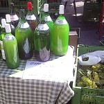 Bottles of Sturm at Karmeliter Market in Vienna's 2nd District