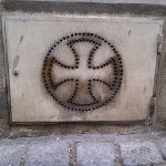 Knights of Templar Cross Covering Cellar Window in Blutgasse