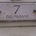 Street sign for Blutgasse 7 in Vienna's first district