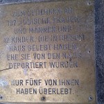 Sign in Sidewalk in Herminengasse, Vienna, in memory of Holocaust victims who once resided there.