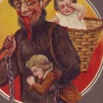 Krampus with boy and girl