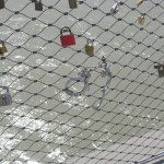 Locks of love on Salzburg's Makartsteg Pedestrian Bridges