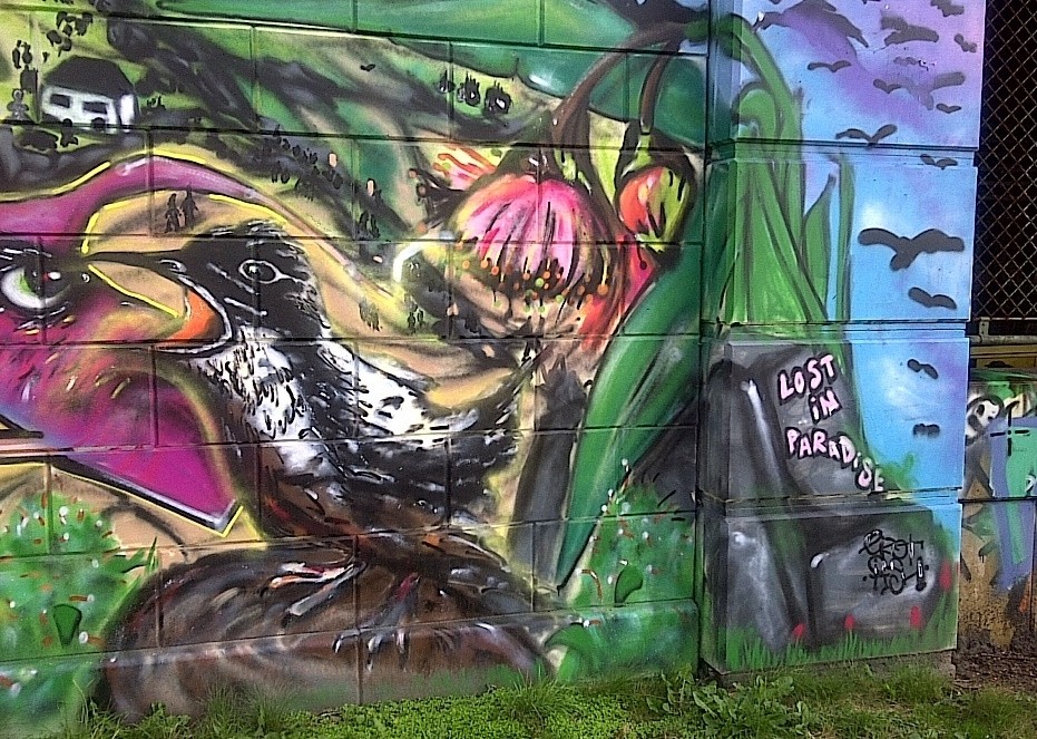 Lost in Paradise, graffiti, Donaukanal, Vienna, Austria, 2014