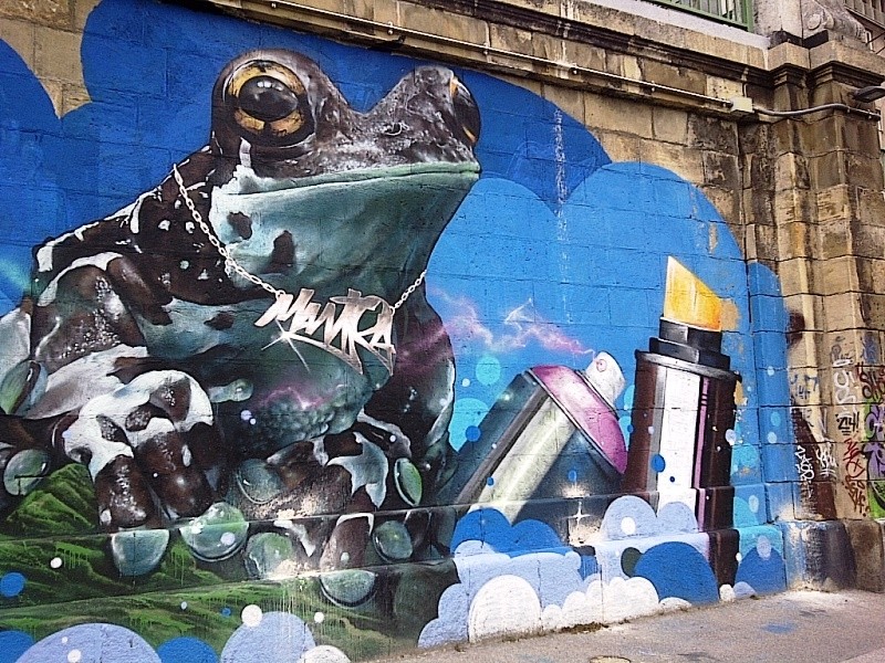 Frog Mantca graffiti, Donaukanal, Vienna, Austria, 2014