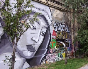 Mary graffiti, Vienna, Donaukanal, Austria, 2014