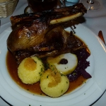 Roasted goose, dumplings and apple kraut