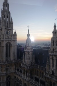 Rathaus at Sunset - view from Skyliner