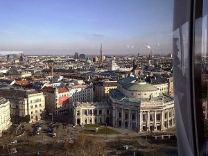View of Burgtheater and St. Stephans from Vienna Skyliner Tower