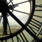 Clock at the Museum d'Orsay on the Impressionists floor overlooking Sacre Couer