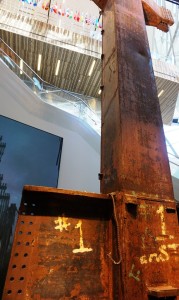 Steel beams displayed at the September 11 Memorial Museum