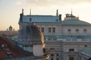 View of rooftops of Vienna and Burgtheater